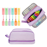 Wrapables Back-to-School Cute and Trendy Super Savers Set, School Supplies Kit with Pencil Case Pencil Pouch and Colorful Bear Highlighters, Lavender