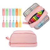 Wrapables Back-to-School Cute and Trendy Super Savers Set, School Supplies Kit with Pencil Case Pencil Pouch and Colorful Bear Highlighters, Pink