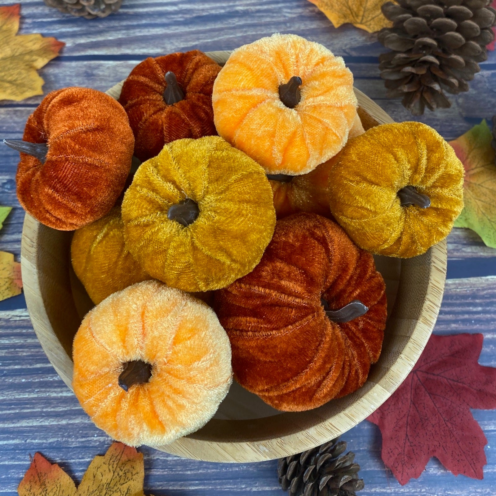 Wrapables Artificial Velvet Pumpkin Decor for Autumn, Fall, Thanksgiving, Harvest Party and Home Decoration (Set of 12)