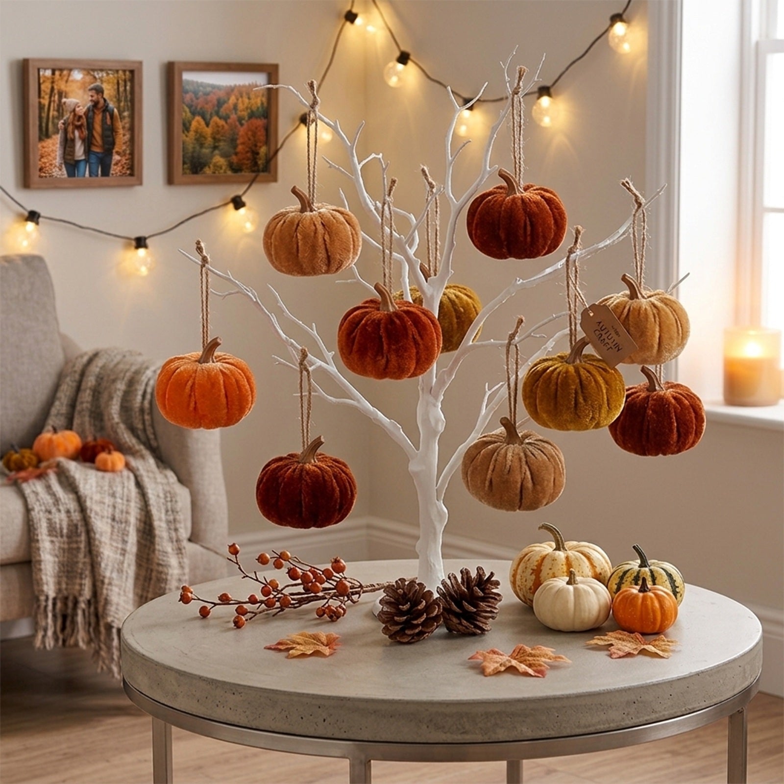 Wrapables Artificial Velvet Pumpkin Decor for Autumn, Fall, Thanksgiving, Harvest Party and Home Decoration (Set of 12)