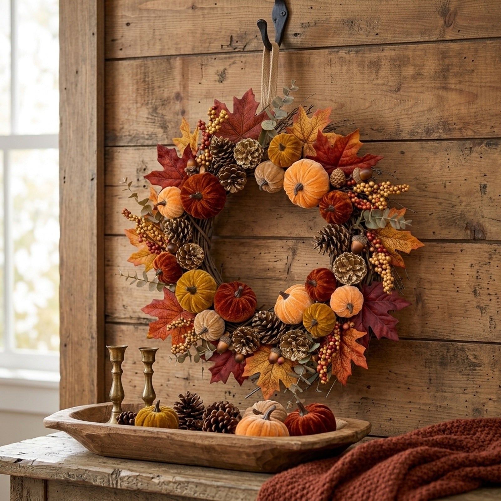 Wrapables Artificial Velvet Pumpkin Decor for Autumn, Fall, Thanksgiving, Harvest Party and Home Decoration (Set of 12)