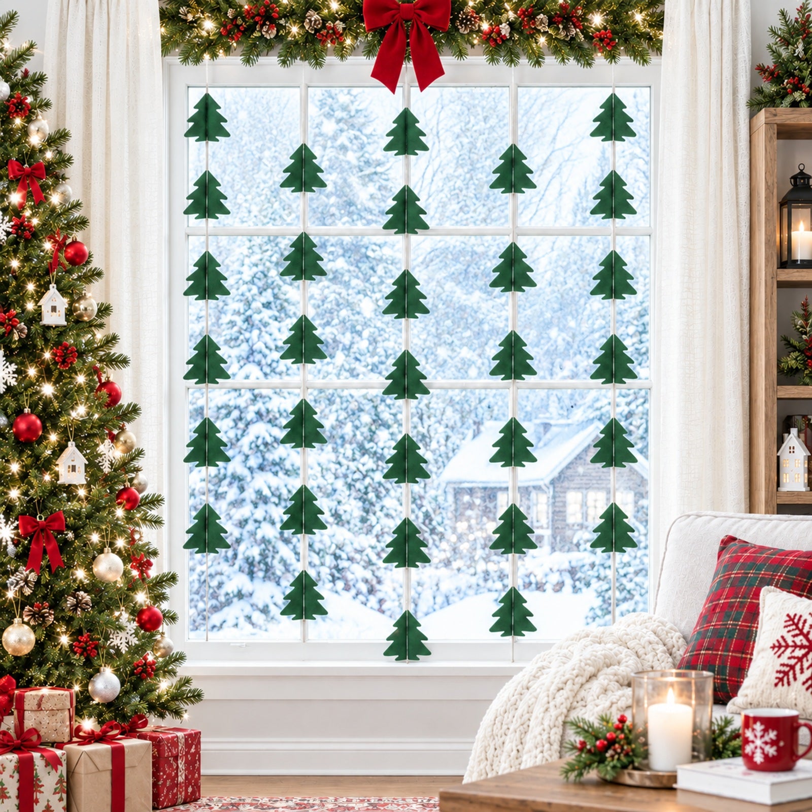 Wrapables Hanging Christmas Tree Banner Garland for Winter Holiday Parties, Birthdays, Baby Showers, New Years Celebrations (Set of 3)