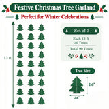 Wrapables Hanging Christmas Tree Banner Garland for Winter Holiday Parties, Birthdays, Baby Showers, New Years Celebrations (Set of 3)