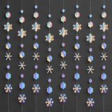 Wrapables Iridescent Holographic Hanging Snowflakes Garland Streamer Banner for Christmas Winter Holiday Parties, Birthdays, Weddings (Set of 3)