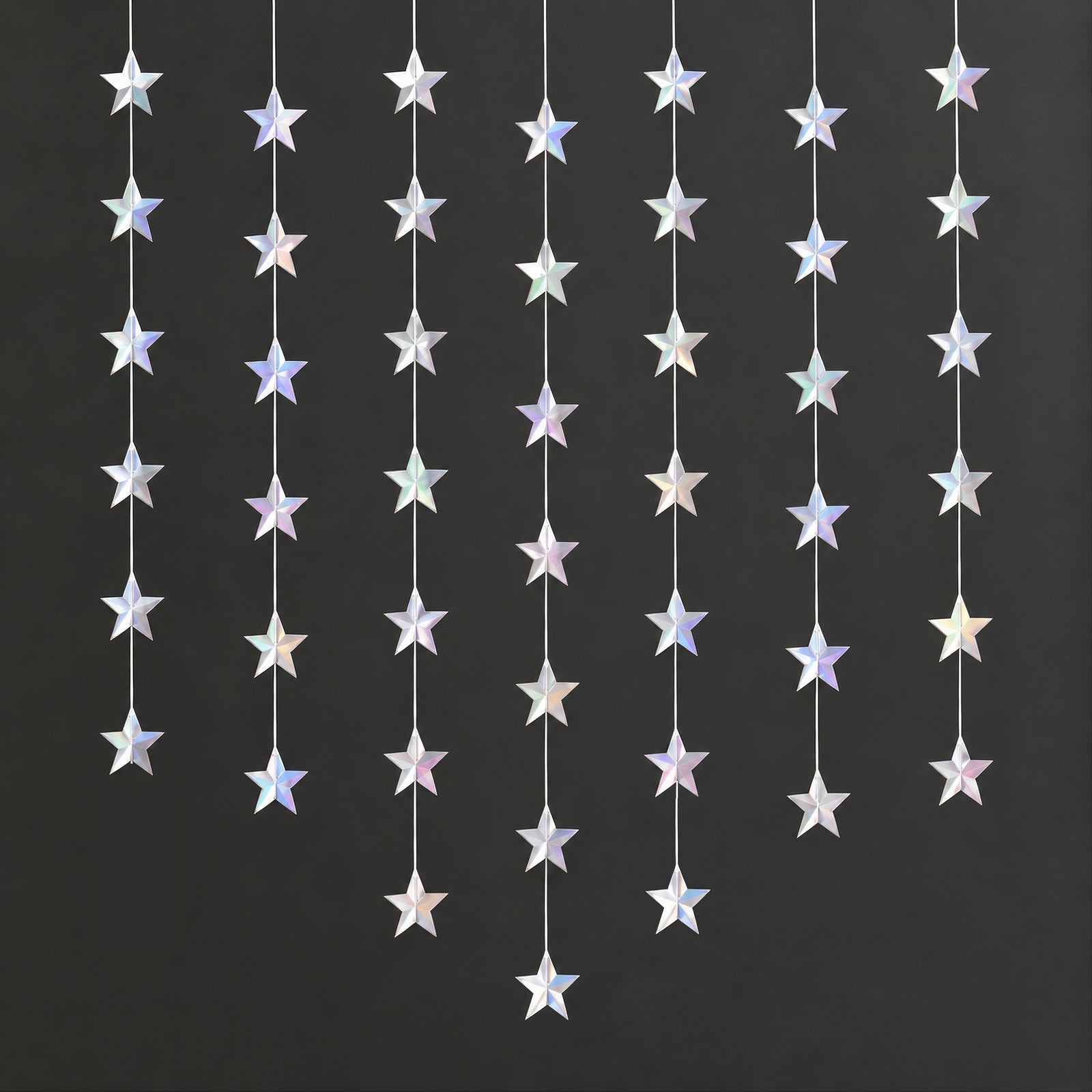 Wrapables Iridescent Holographic Hanging Stars Garland Streamer Banner for Birthday Parties, Weddings, Anniversaries (Set of 3)