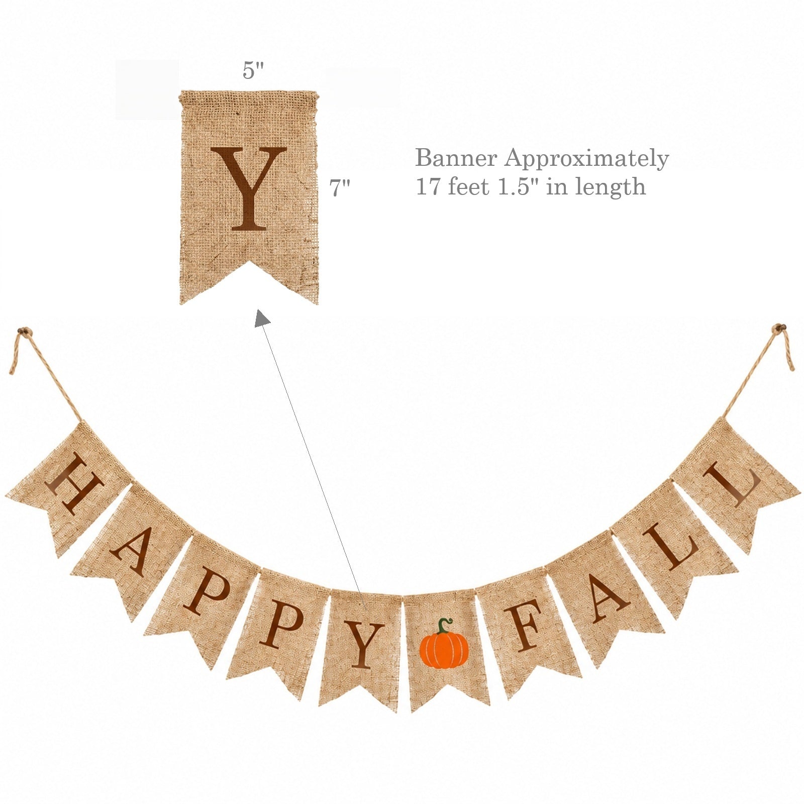 Wrapables Happy Fall Burlap Banner Garland with Pumpkin for Autumn, Fall, Harvest, Thanksgiving Party Decoration