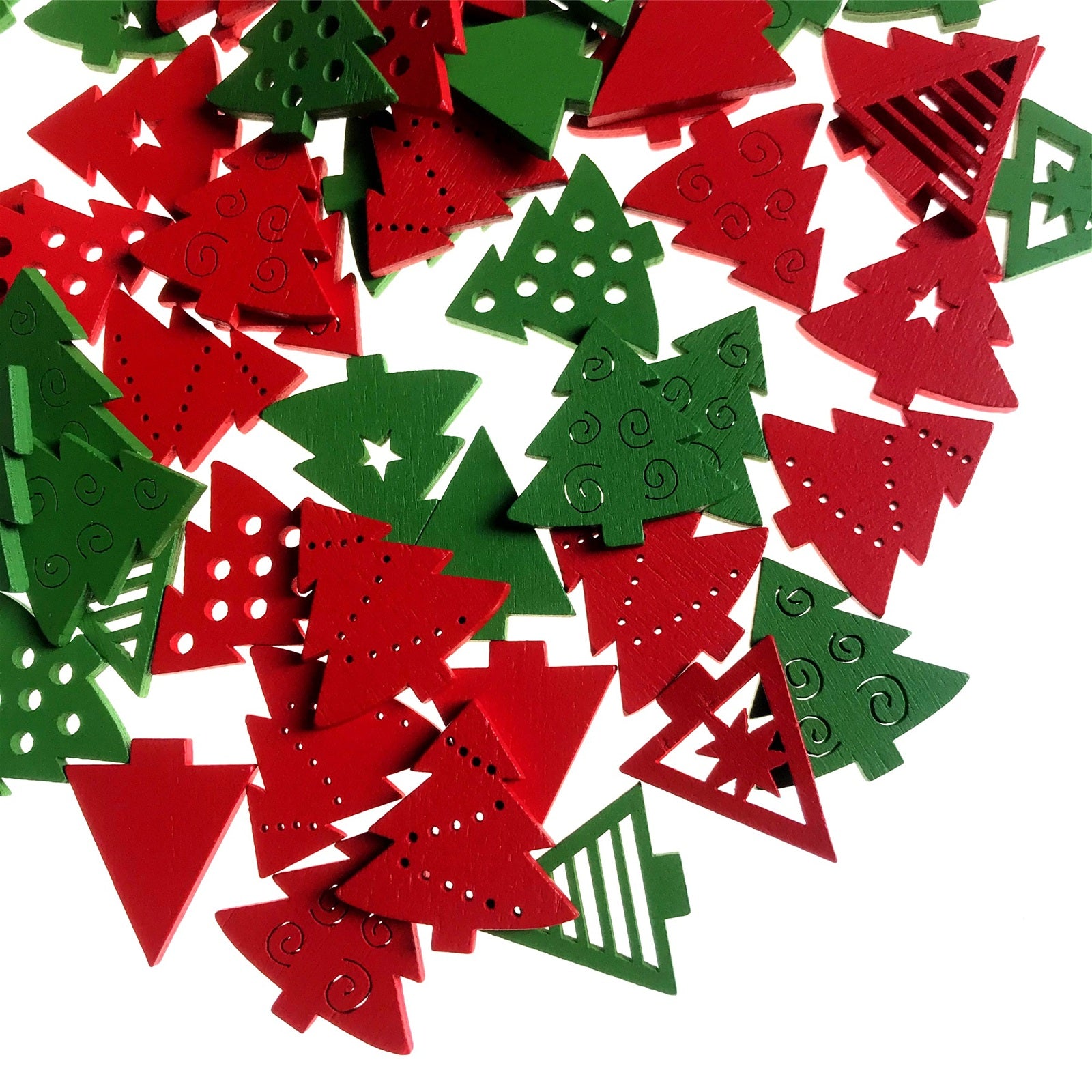 Wrapables Mini Wooden Snowflakes and Christmas Trees Cutout Assortment, Xmas Wood Slices, Tree Ornaments, DIY Crafts, Decorations (150pcs)