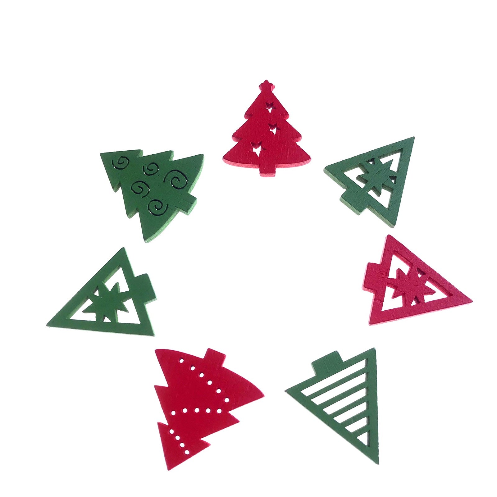 Wrapables Mini Wooden Snowflakes and Christmas Trees Cutout Assortment, Xmas Wood Slices, Tree Ornaments, DIY Crafts, Decorations (150pcs)