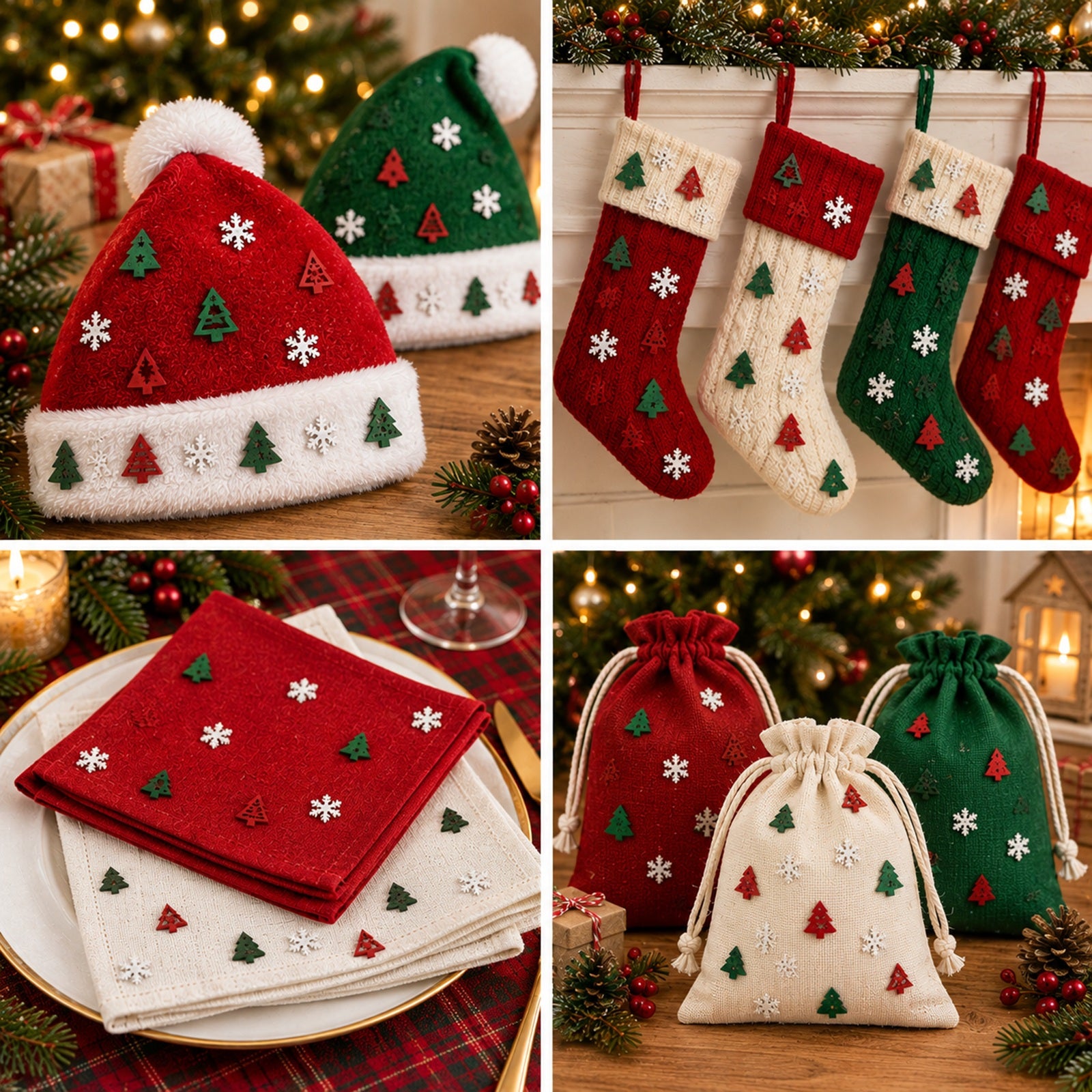 Wrapables Mini Wooden Snowflakes and Christmas Trees Cutout Assortment, Xmas Wood Slices, Tree Ornaments, DIY Crafts, Decorations (150pcs)