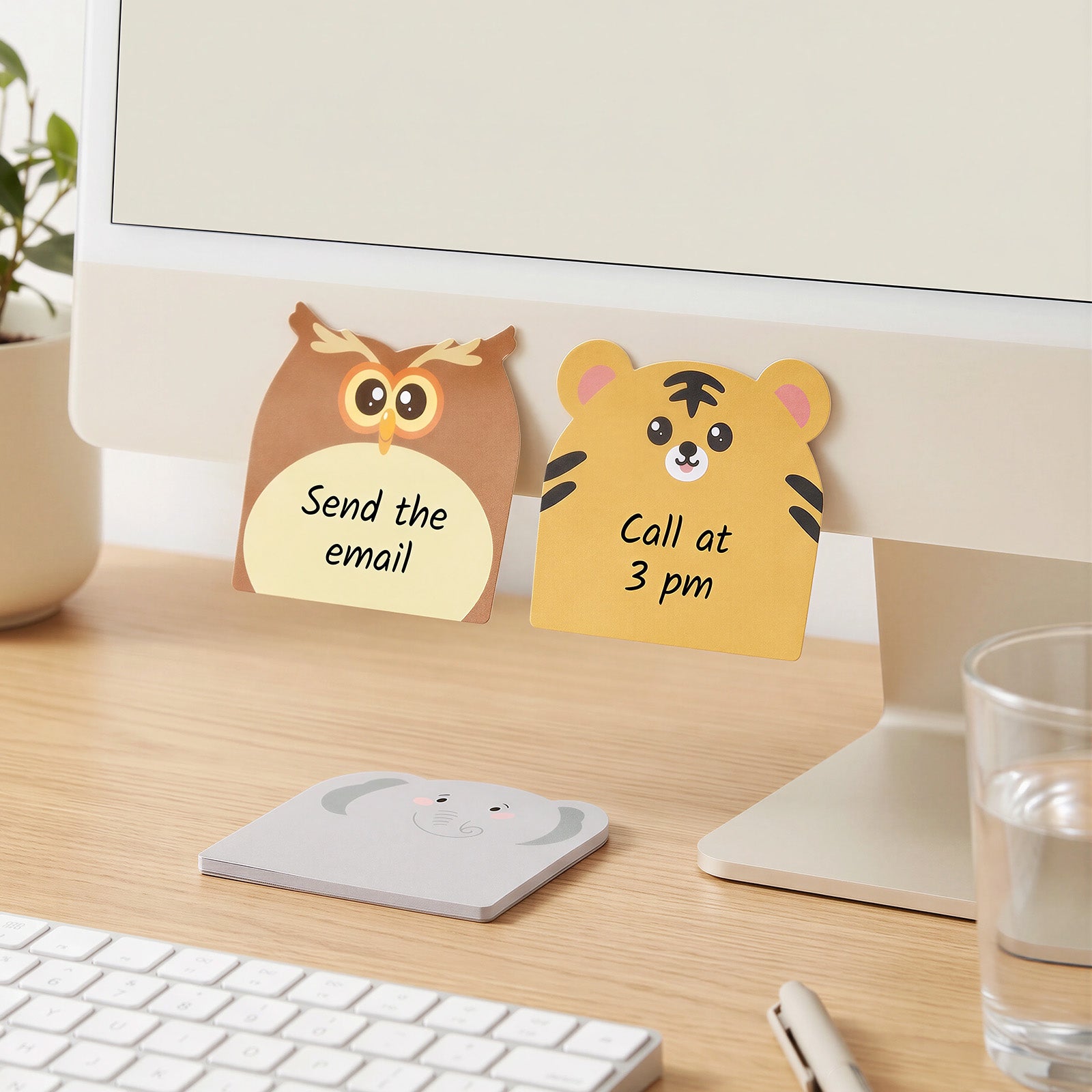 Wrapables Cute Animals Sticky Notes, Adhesive Memo Notepads for Home, Office, Work (Set of 12), Wilderness