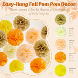 Wrapables Fall Pom Pom Party Decorations for Autumn, Harvest, Thanksgiving, Weddings, Birthdays, Baby Showers (Set of 22)