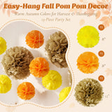 Wrapables Fall Pom Pom Party Decorations for Autumn, Harvest, Thanksgiving, Weddings, Birthdays, Baby Showers (Set of 13), Yellow, Orange, Gold