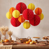 Wrapables Fall Honeycomb Ball Party Decorations for Autumn, Harvest, Thanksgiving, Weddings, Birthdays, Baby Showers (Set of 11), Yellow, Orange, Red