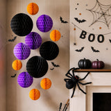 Wrapables Halloween Honeycomb Ball Party Decorations for Parties, Weddings, Birthdays, Baby Showers (Set of 12), Orange, Purple, Black