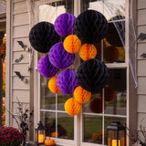 Wrapables Halloween Honeycomb Ball Party Decorations for Parties, Weddings, Birthdays, Baby Showers (Set of 12), Orange, Purple, Black