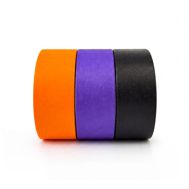 Wrapables Halloween Washi Tape for Scrapbooking, Stationery, Diary, Card Making (Set of 3), Orange, Purple, Black