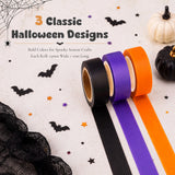 Wrapables Halloween Washi Tape for Scrapbooking, Stationery, Diary, Card Making (Set of 3), Orange, Purple, Black