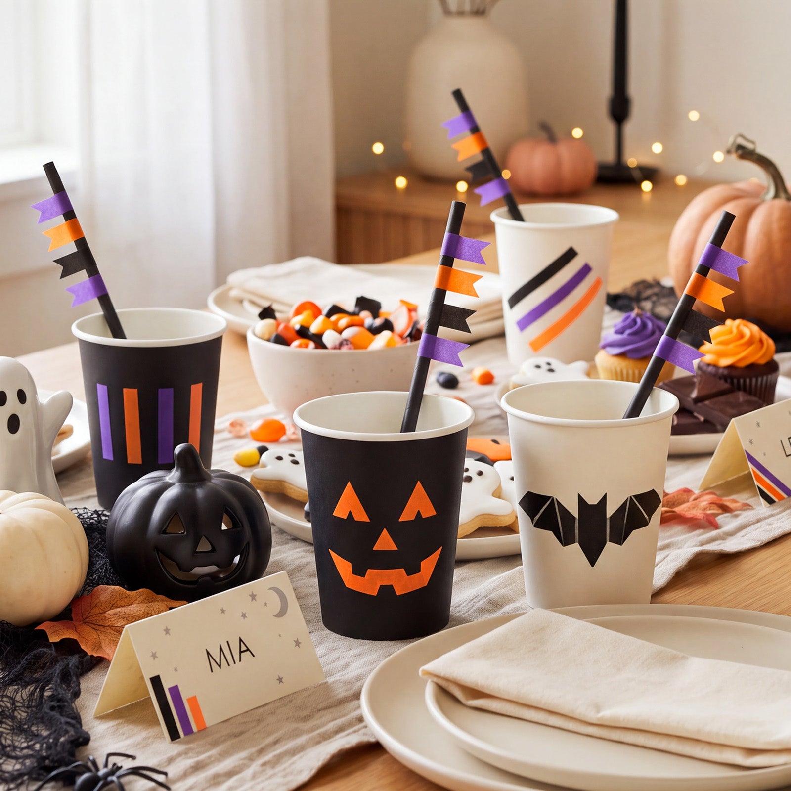 Wrapables Halloween Washi Tape for Scrapbooking, Stationery, Diary, Card Making (Set of 3), Orange, Purple, Black