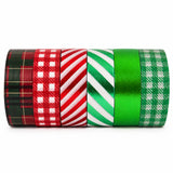 Wrapables Plaid and Metallic Stripes Christmas Holiday Washi Tape for DIY, Arts and Crafts, Scrapbooks, Journals, Gift Wrapping (Set of 6)