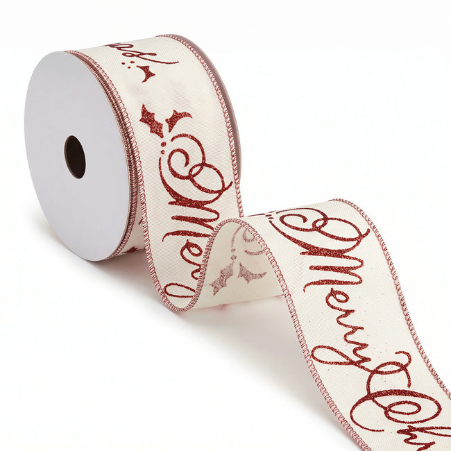 Wrapables Christmas Wired Ribbons 2.5 inch x 10 Yards, for Gift Wrapping, Bows, Wreaths, Xmas Trees, Holiday Decor, DIY Crafts, Merry Christmas
