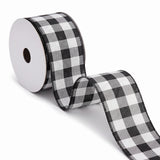 Wrapables Christmas Wired Ribbons 2.5 inch x 10 Yards, for Gift Wrapping, Bows, Wreaths, Xmas Trees, Holiday Decor, DIY Crafts, Black Plaid