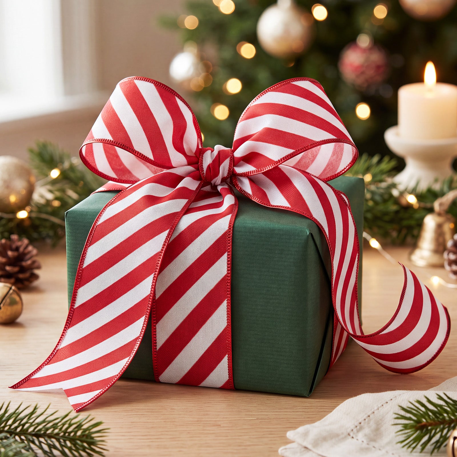 Wrapables Christmas Wired Ribbons 2.5 inch x 10 Yards, for Gift Wrapping, Bows, Wreaths, Xmas Trees, Holiday Decor, DIY Crafts, Red Stripes