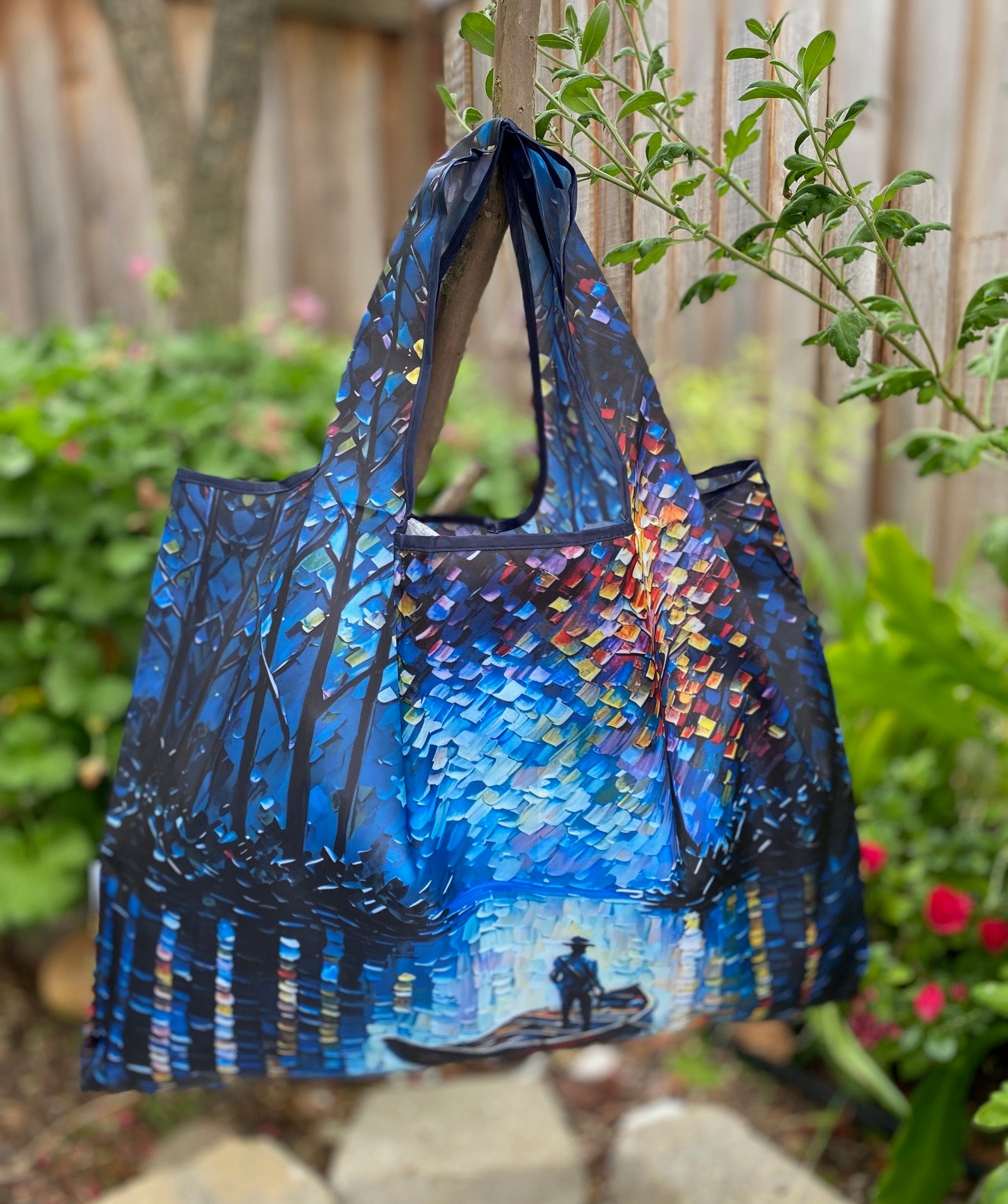 Wrapables Large Foldable Oil Painting Nylon Reusable Grocery Bag