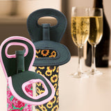 Wrapables Insulated Neoprene Wine Tote, One Bottle, Pink Roses