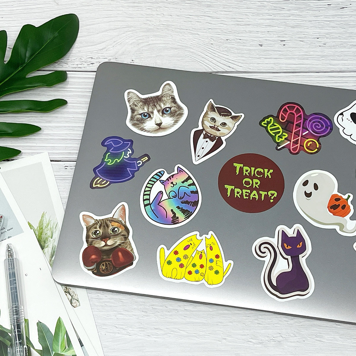 Wrapables Waterproof Vinyl Stickers for Water Bottles, Laptop, Phones, Skateboards, Decals for Teens, 100pcs, Vintage