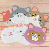 Wrapables Silicone Cute Animal Coasters for Glasses, Cups, and Drinks (Set of 6), Cute Cat