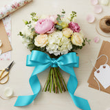 Wrapables Satin Ribbon for Gift Wrap, Weddings, Floral Bouquets, DIY Crafts, 1.5 Inch x 50 Yards (Set of 2), Sky Blue / Navy