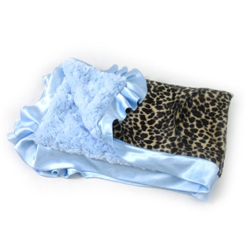 Cheetah Velvet & Chenille Blanket - Blue