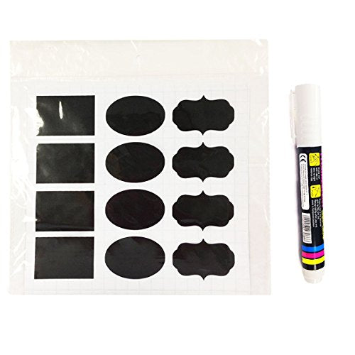Wrapables Set of 30 Chalkboard Labels / Chalkboard Stickers With Chalk Marker, 2" x 1.25" Oval, Rectangle, and Fancy Frame