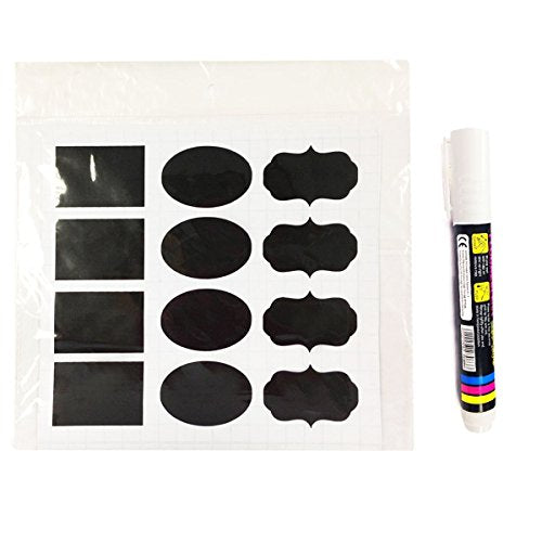 Wrapables Set of 36 Chalkboard Labels / Chalkboard Stickers with Chalk Marker - 3.5" x 2.5" Oval, Rectangle, and Fancy Frame