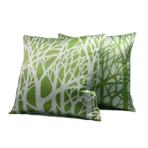 Daphne Branches Silk Throw Pillow - Tarragon Green