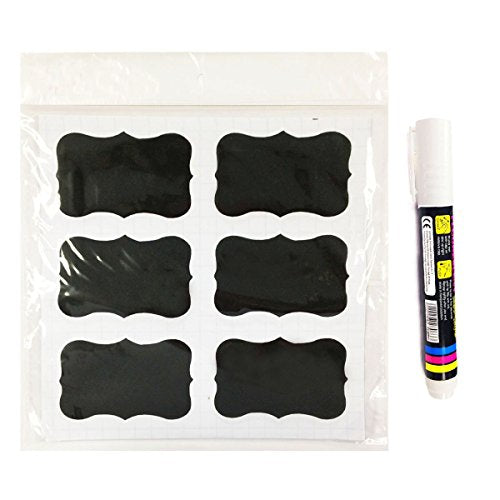 Wrapables Set of 36 Chalkboard Labels / Chalkboard Stickers with Chalk Marker - 3.25" x 2" Fancy Rectangle