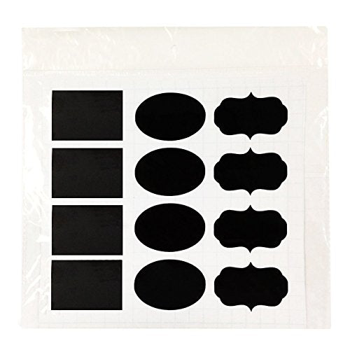 Set of 36 Chalkboard Labels / Chalkboard Stickers - 2" x 1.5" Oval, Rectangle, and Fancy Frame