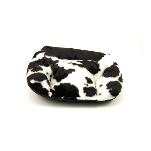 West Paw Design Tuckered Out Premium Stuffed Dog Bed, Cow/Bison - Small 23" x 18"