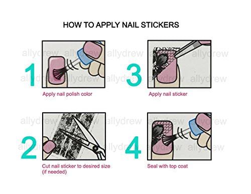 Wrapables 24 Sheets Gold, Silver & Black Nail Strips Nail Stickers Nail Art Set (Gold & Black Nail Strips)