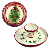 Reversible Cake Plate / Chip & Dip - Christmas Mistletoe