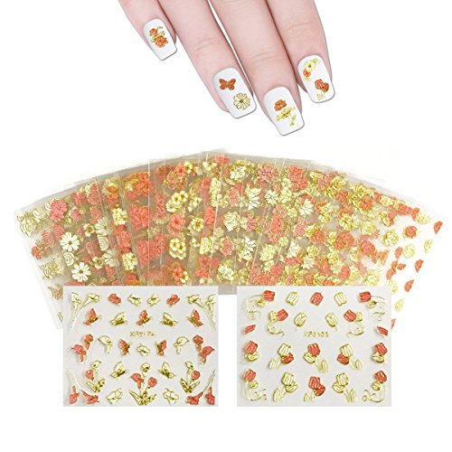 Wrapables 50 SHEETS Flowers, Hearts & Lace Nail Art Nail Stickers (Pink & White)