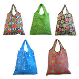 Printed Reusable Shopping Tote Bag - Flowers