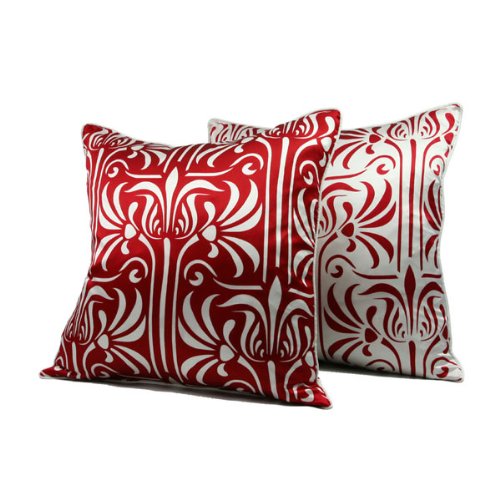 Florence Damask Silk Throw Pillow - Amerian Red
