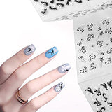 Wrapables 24 Sheets Black & White Flowers with Rhinestones Nail Stickers Set Nail Art