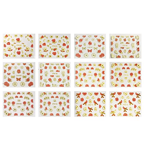 Wrapables 50 SHEETS Flowers, Hearts & Lace Nail Art Nail Stickers (Pink & White)