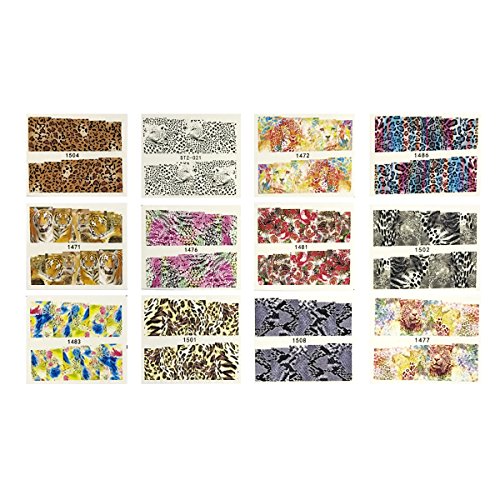Wrapables 40 Sheets Into the Wild Animal Print Water Slide Nail Art Decals Water Transfer Nail Decal Sheets (40 sheet)