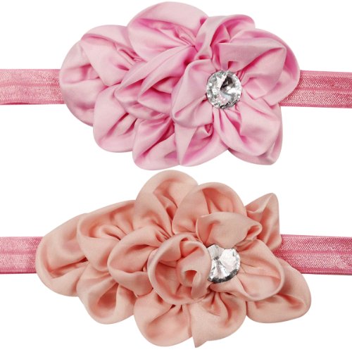 Kella Milla Set of 8 Bunched Satin Floral Baby Headbands