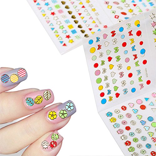 Wrapables Mini Colorful Shapes Nail Stickers Nail Art Set (24 Sheets)