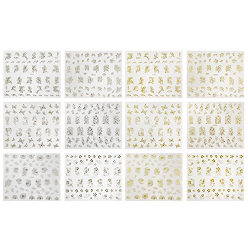 Wrapables Gold & Silver Foil Vines & Floral Nail Stickers