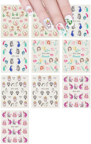 Wrapables Funky Cute Funky Patterns Nail Art Nail Stickers 3d Nail Decals, 10 sheets (300+ nail stickers)